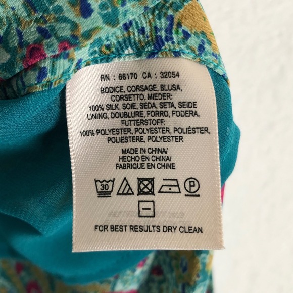 MAEVE Anthropologie 100% Silk Paisley Strappy Tunic Top Sz 8 Teal Hi-Lo Lined - Picture 7 of 11